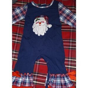 Christmas Boutique Santa Baby Plaid Ruffle Romper